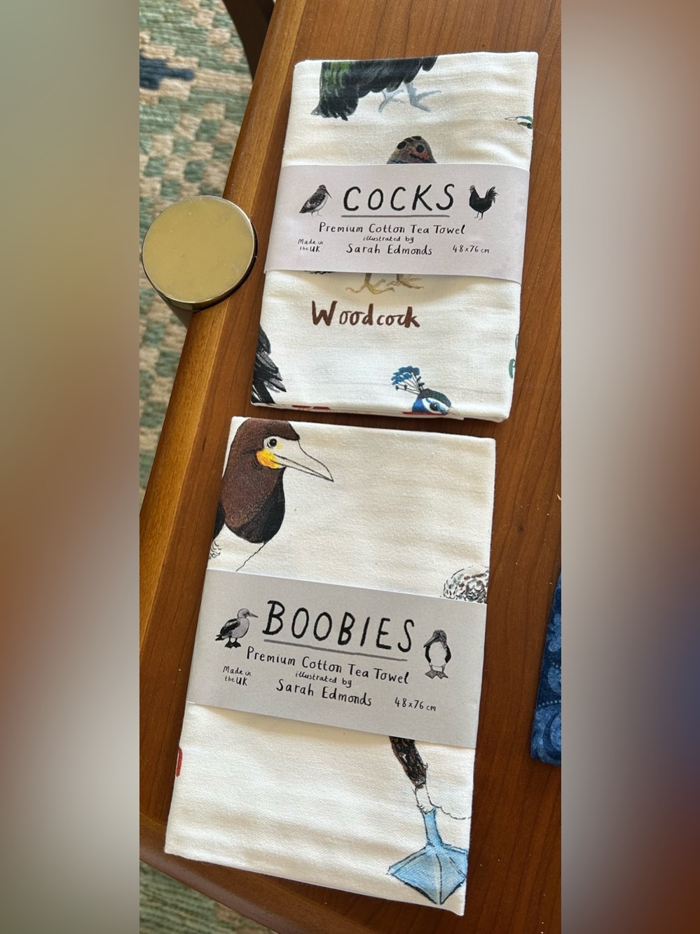 Sarah Edmonds Tea Towels Boobies, Cocks New